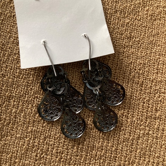 Unique Black Metallic Earrings - Picture 3 of 5